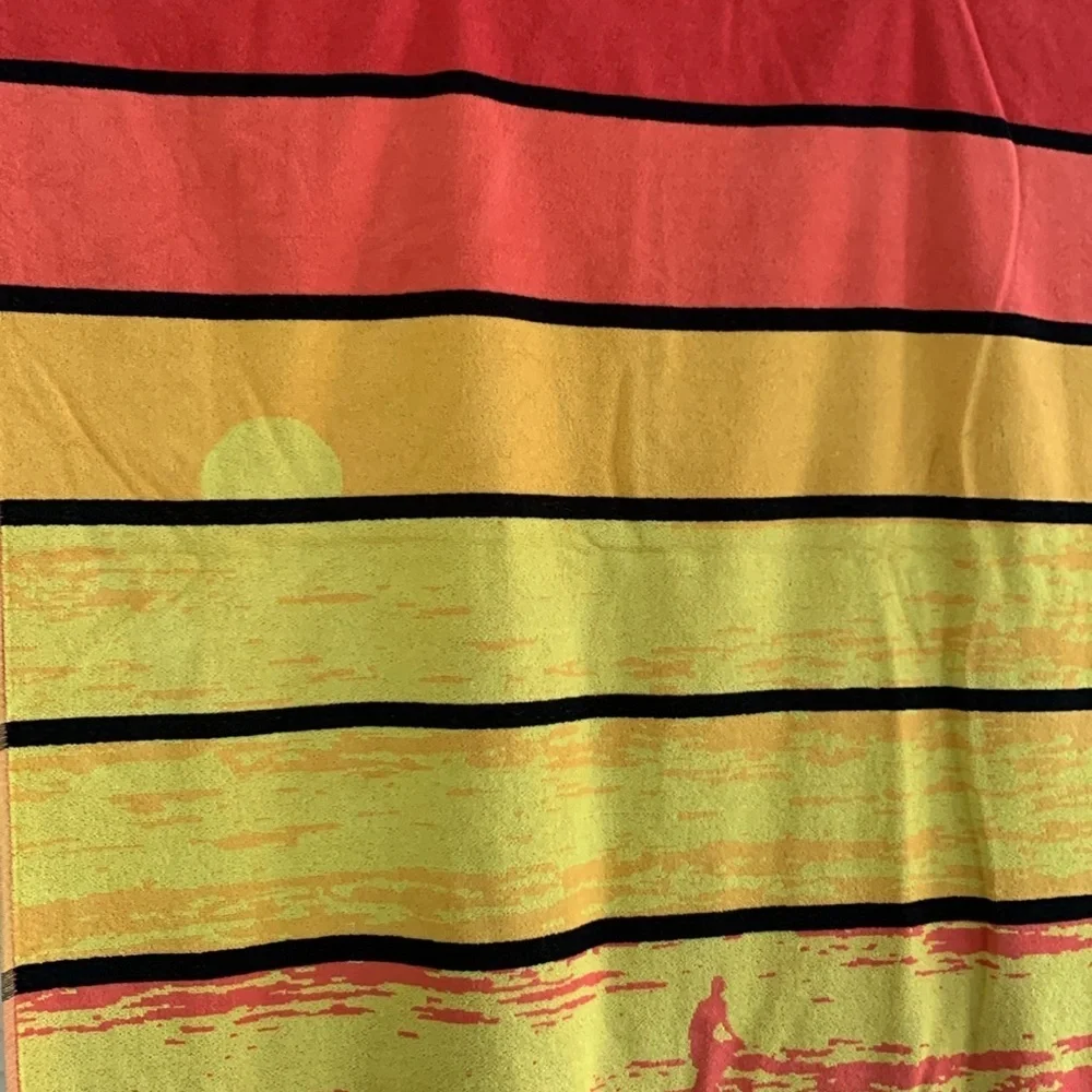 Resort Living Surfer Sunset Beach Towel Red Orange Yellow Black Extra Large 3x6’